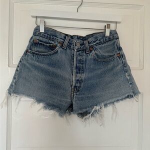 Levi's Blue Frayed Jean Shorts